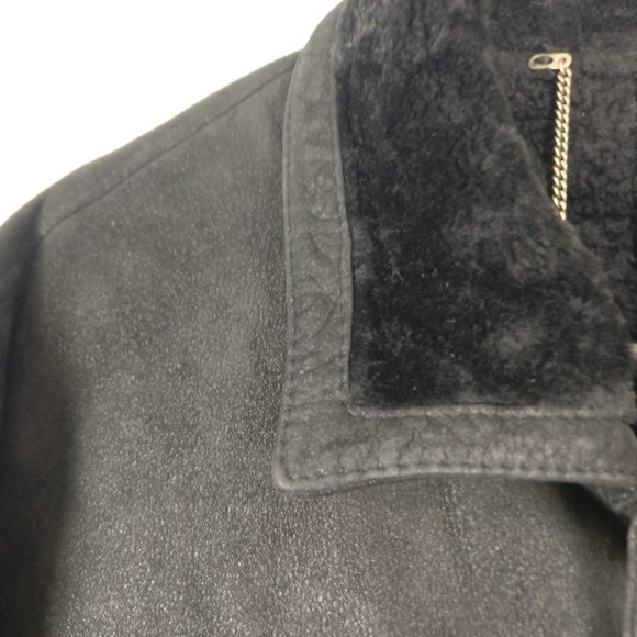 DOMINIC BELLISSIMO Lux textured Black Sheepskin Shearling Coat 42 Designed in CA - Picture 5 of 12